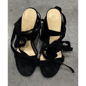Ivanka Trump "Ellyn" Lace up Suede Block Heel Shoes / Sandals - Black 7.5